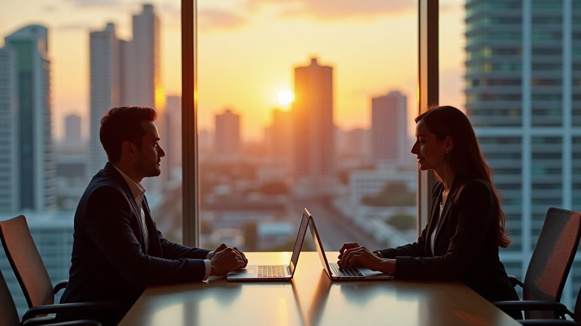 New York business brokers meeting with clients in modern Midtown office